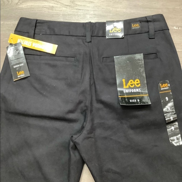 Junior's Lee Uniforms 9 M Medium Shorts Chino Khakis Bermuda Stretch Black NWT - Picture 6 of 9